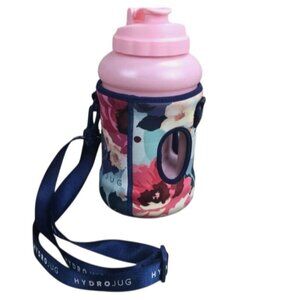 HydroJug Pro Light Pink Hydro Jug V1 w/ Straw & Dainty Floral Neoprene Sleeve